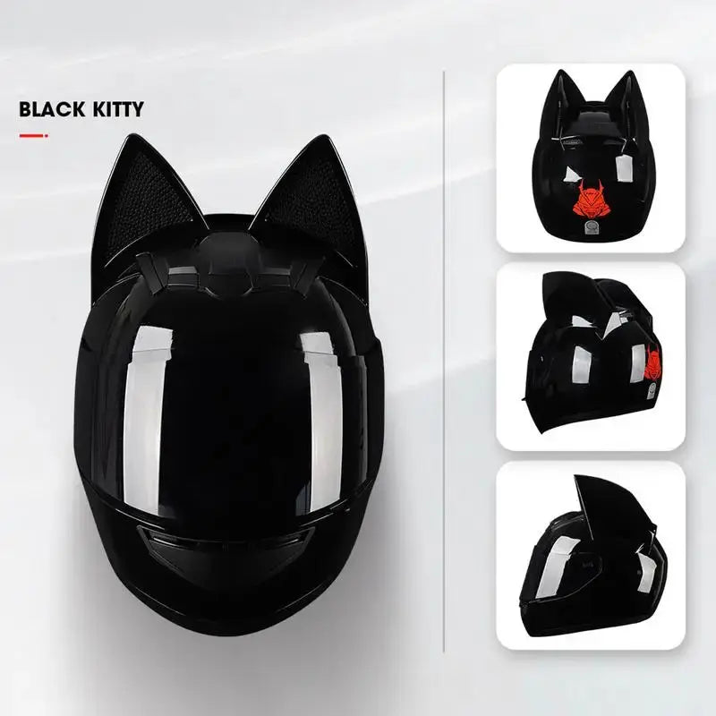 Womens Cat Ear Helmets Motorcycle Helmets For Adults Cat Ear Offroad Helmets Women Full Face Motorcycle Helmets For Dirt Bike -  Helmet Covers SSC PREMIUM