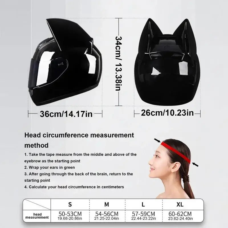 Womens Cat Ear Helmets Motorcycle Helmets For Adults Cat Ear Offroad Helmets Women Full Face Motorcycle Helmets For Dirt Bike -  Helmet Covers SSC PREMIUM