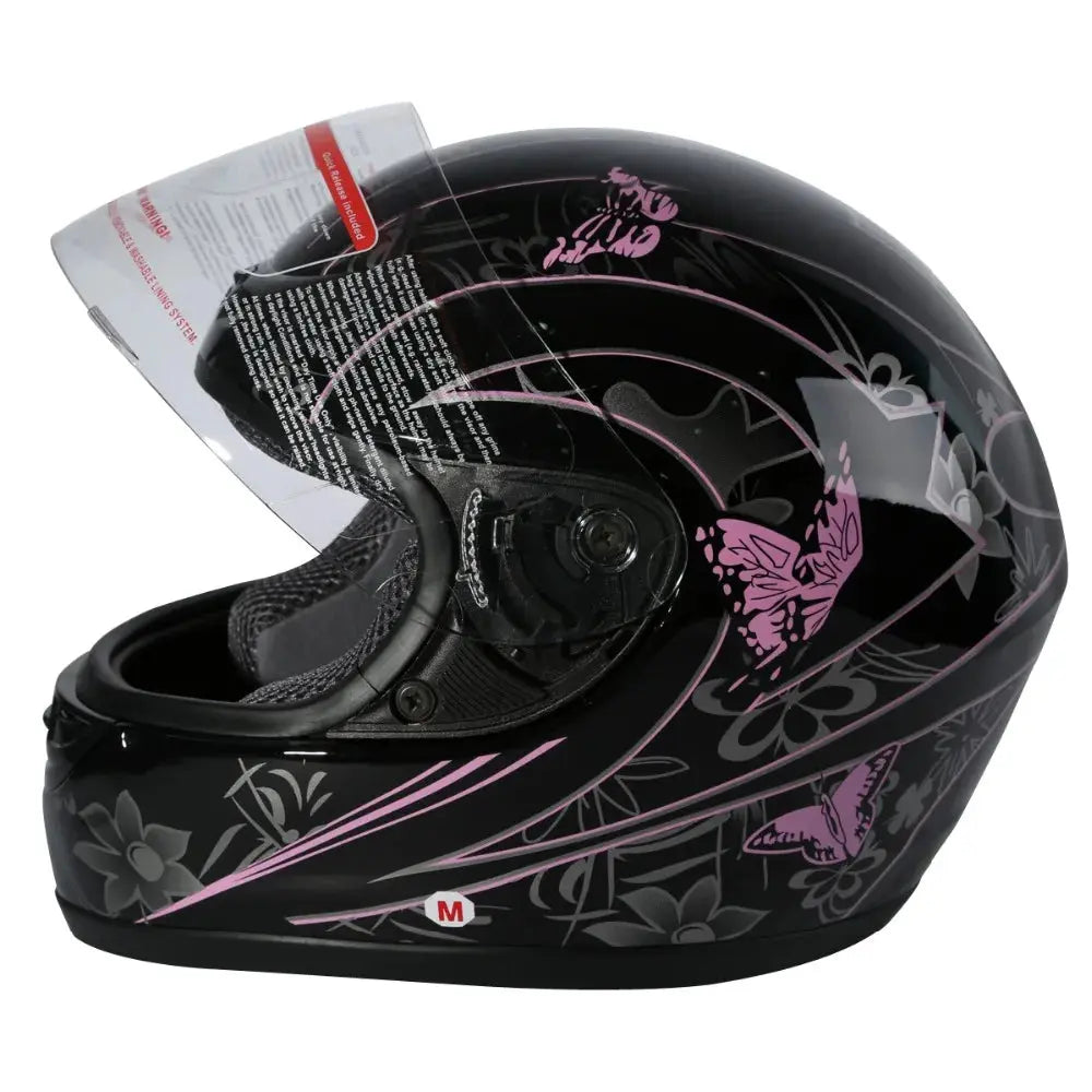 Black Butterfly Motorcycle Full Face Helmet -  Motorcycle Helmets SSC PREMIUM