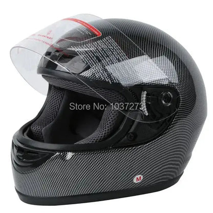 NEW BLACK CARBON FIBER FULL FACE MOTORCYCLE HELMET STREET DOT S/M/L/XL/XXL HOT -  Motorcycle Helmets SSC PREMIUM