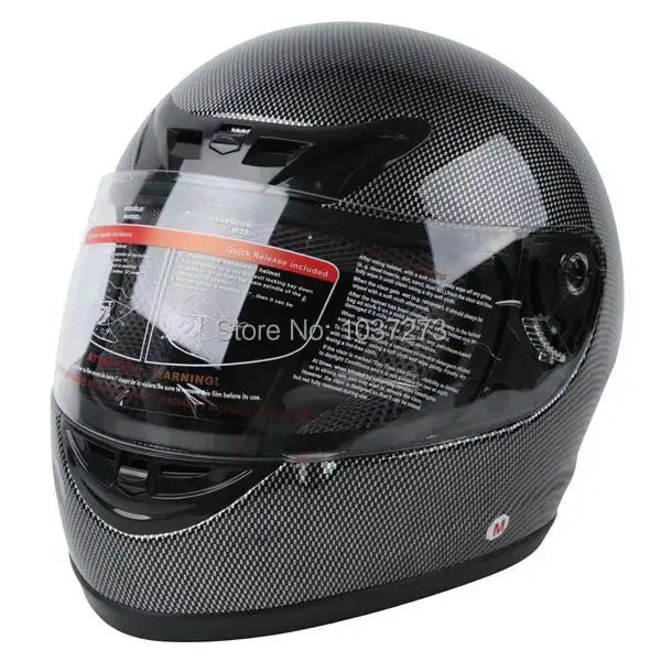 NEW BLACK CARBON FIBER FULL FACE MOTORCYCLE HELMET STREET DOT S/M/L/XL/XXL HOT -  Motorcycle Helmets SSC PREMIUM