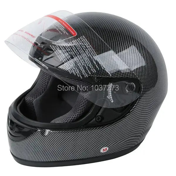 NEW BLACK CARBON FIBER FULL FACE MOTORCYCLE HELMET STREET DOT S/M/L/XL/XXL HOT -  Motorcycle Helmets SSC PREMIUM