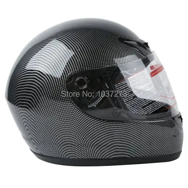 NEW BLACK CARBON FIBER FULL FACE MOTORCYCLE HELMET STREET DOT S/M/L/XL/XXL HOT -  Motorcycle Helmets SSC PREMIUM