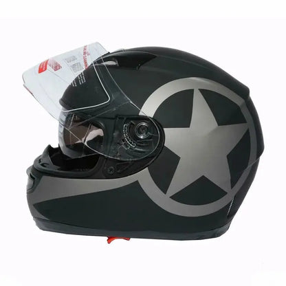 Black Star Matter Dual Visor Full Face Motorcycle Helmet + Smoke Sun Shield -  Motorcycle Helmets SSC PREMIUM