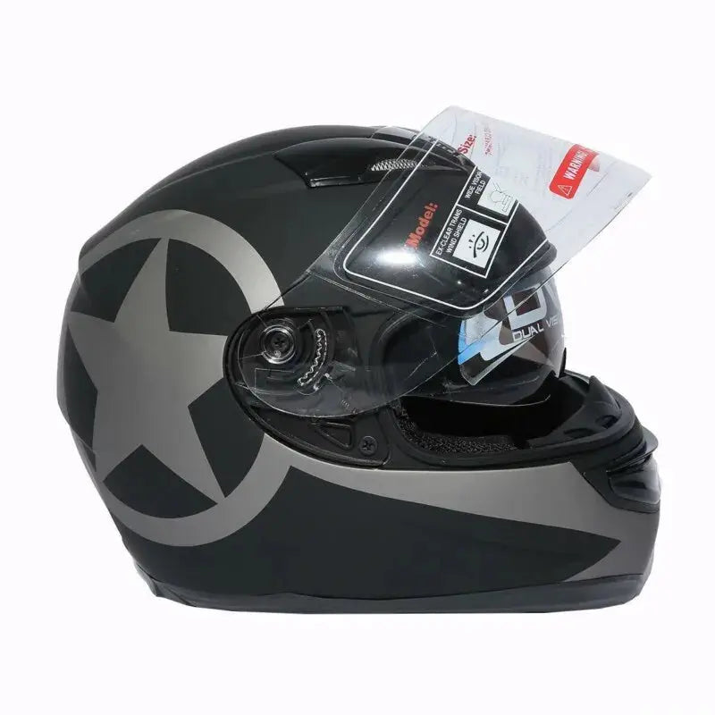 Black Star Matter Dual Visor Full Face Motorcycle Helmet + Smoke Sun Shield -  Motorcycle Helmets SSC PREMIUM