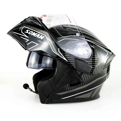 Double Visor Motorcycle Full Face Helmet With Bluetooth Headset DOT Approved -  Motorcycle Helmets SSC PREMIUM