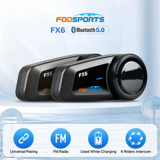 Fodsports FX6 Bluetooth Helmet Intercom 6 riders 800m -  Bluetooth Headsets SSC PREMIUM