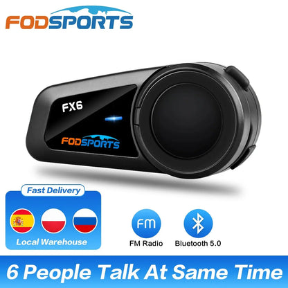 Fodsports FX6 Motorcycle Helmet Bluetooth Intercom Headset 1000m 6 Rider Bluetooth 5.0 -  Bluetooth Headsets SSC PREMIUM