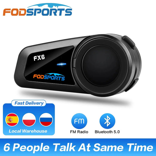 Fodsports FX6 Motorcycle Helmet Bluetooth Intercom Headset 1000m 6 Rider Bluetooth 5.0 -  Bluetooth Headsets SSC PREMIUM