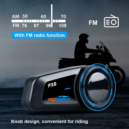 Fodsports FX6 Motorcycle Helmet Bluetooth Intercom Headset 1000m 6 Rider Bluetooth 5.0 -  Bluetooth Headsets SSC PREMIUM