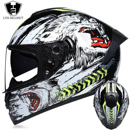 Full Face Racing Double Visor Helmet Winter Warm -  Motorcycle Helmets SSC PREMIUM