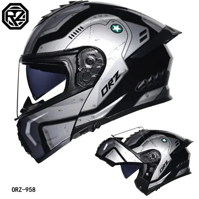 Full Face Modular Helmet Dual Visors w/ LED Tail Light -  Motorcycle Helmets SSC PREMIUM