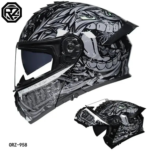 Full Face Modular Helmet Dual Visors w/ LED Tail Light -  Motorcycle Helmets SSC PREMIUM