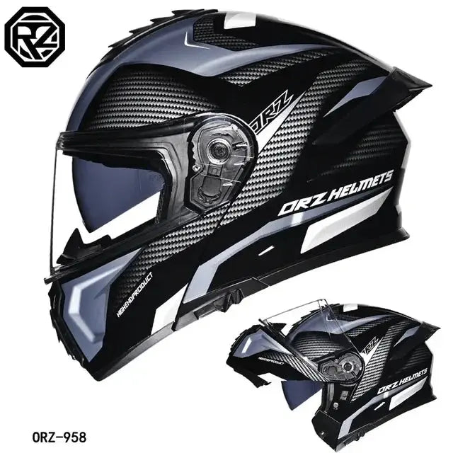 Full Face Modular Helmet Dual Visors w/ LED Tail Light -  Motorcycle Helmets SSC PREMIUM