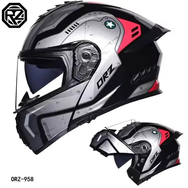 Full Face Modular Helmet Dual Visors w/ LED Tail Light -  Motorcycle Helmets SSC PREMIUM