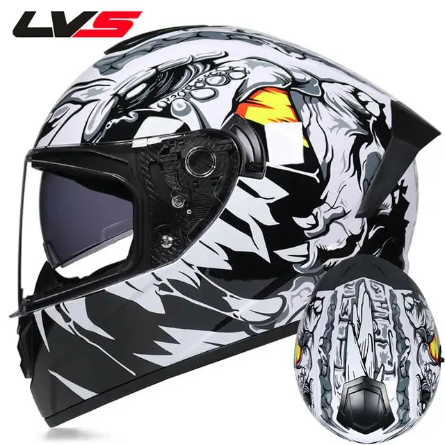 LVS Winter Warm Double Visor Full Face Motorcycle Helmet