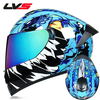 LVS Winter Warm Double Visor Full Face Motorcycle Helmet