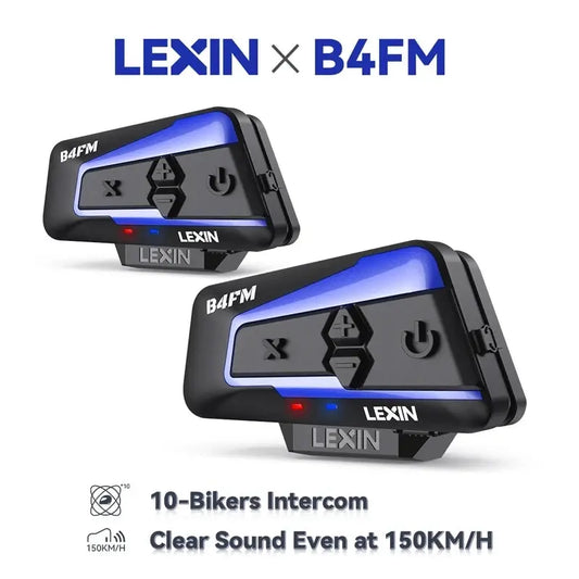 Lexin B4FM-X  Motorcycle Bluetooth Intercom Helmet Headsets | Bluetooth 5.0, 10 Riders -  Bluetooth Headsets SSC PREMIUM