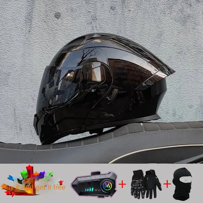 ORZ Helmets Modular Bluetooth Motorcycle Helmet ABS Material Dual Lens DOT Certified