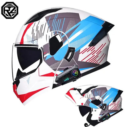 ORZ Helmets Modular Bluetooth Motorcycle Helmet ABS Material Dual Lens DOT Certified