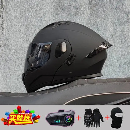 ORZ Helmets Modular Bluetooth Motorcycle Helmet ABS Material Dual Lens DOT Certified