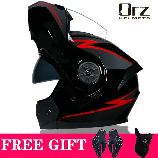 ORZ Helmets Modular Flip Motorcycle Helmet Voyage Racing Dual Visor