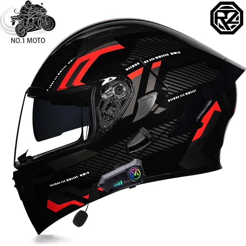 Orz Bluetooth Full Face Motorcycle Helmet Flip Up Double Lens -  Motorcycle Helmets SSC PREMIUM