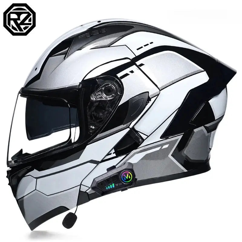 Orz Bluetooth Full Face Motorcycle Helmet Flip Up Double Lens -  Motorcycle Helmets SSC PREMIUM