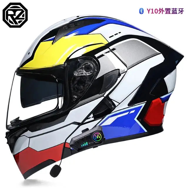 Orz Bluetooth Full Face Motorcycle Helmet Flip Up Double Lens -  Motorcycle Helmets SSC PREMIUM