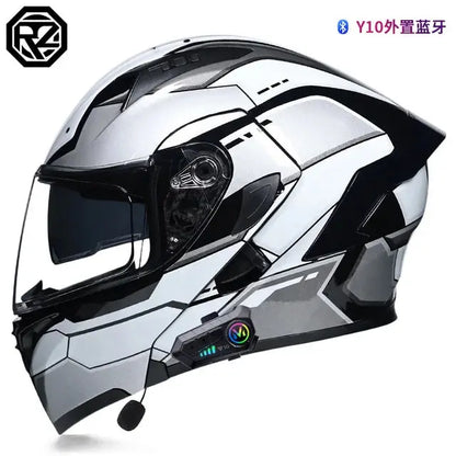 Orz Bluetooth Full Face Motorcycle Helmet Flip Up Double Lens -  Motorcycle Helmets SSC PREMIUM