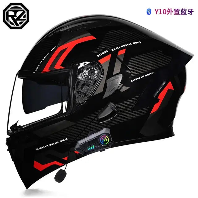 Orz Bluetooth Full Face Motorcycle Helmet Flip Up Double Lens -  Motorcycle Helmets SSC PREMIUM