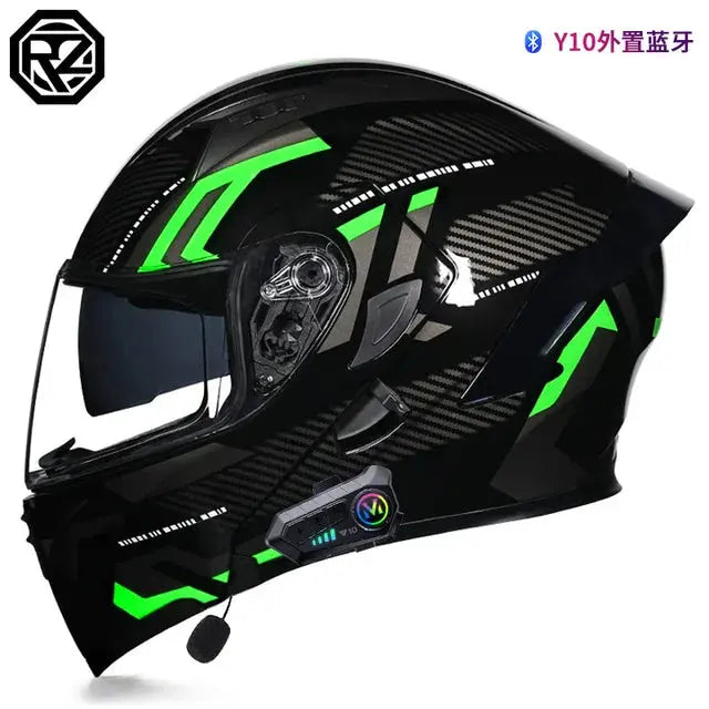 Orz Bluetooth Full Face Motorcycle Helmet Flip Up Double Lens -  Motorcycle Helmets SSC PREMIUM