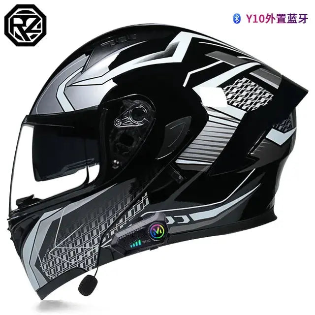 Orz Bluetooth Full Face Motorcycle Helmet Flip Up Double Lens -  Motorcycle Helmets SSC PREMIUM