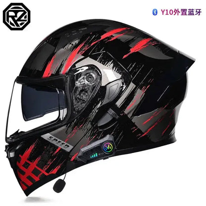 Orz Bluetooth Full Face Motorcycle Helmet Flip Up Double Lens -  Motorcycle Helmets SSC PREMIUM