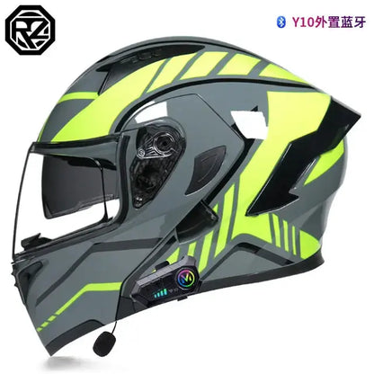 Orz Bluetooth Full Face Motorcycle Helmet Flip Up Double Lens -  Motorcycle Helmets SSC PREMIUM