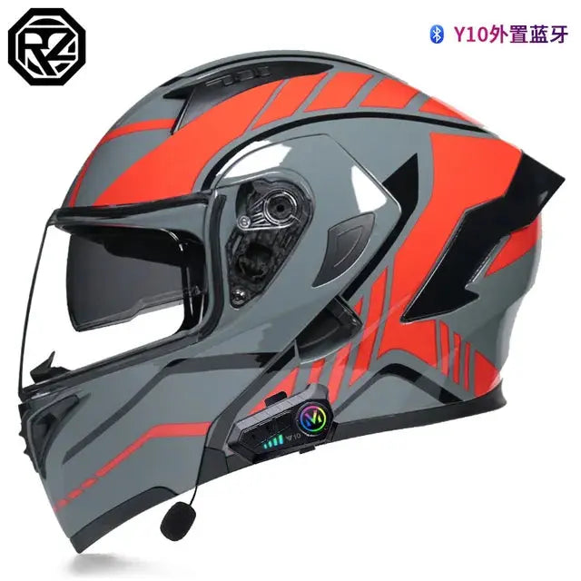 Orz Bluetooth Full Face Motorcycle Helmet Flip Up Double Lens -  Motorcycle Helmets SSC PREMIUM