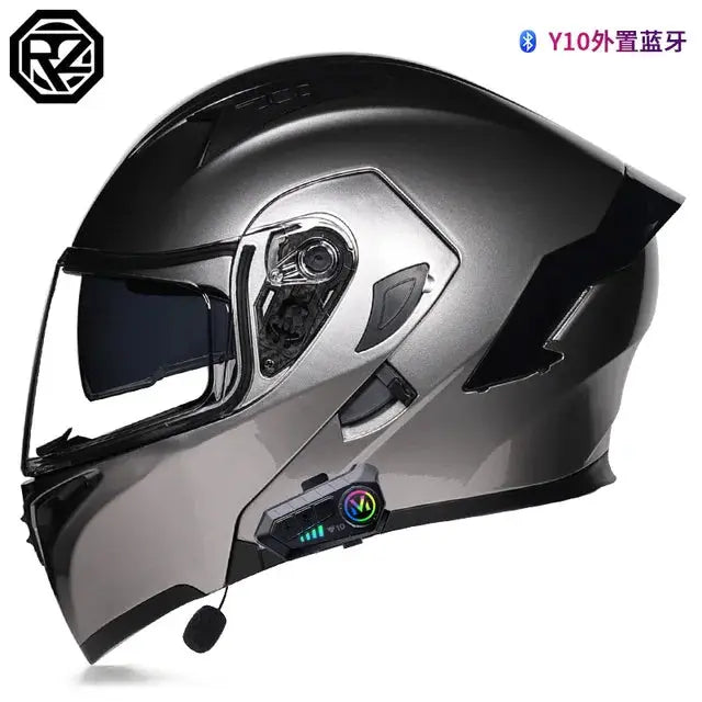 Orz Bluetooth Full Face Motorcycle Helmet Flip Up Double Lens -  Motorcycle Helmets SSC PREMIUM