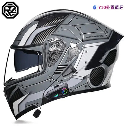 Orz Bluetooth Full Face Motorcycle Helmet Flip Up Double Lens -  Motorcycle Helmets SSC PREMIUM