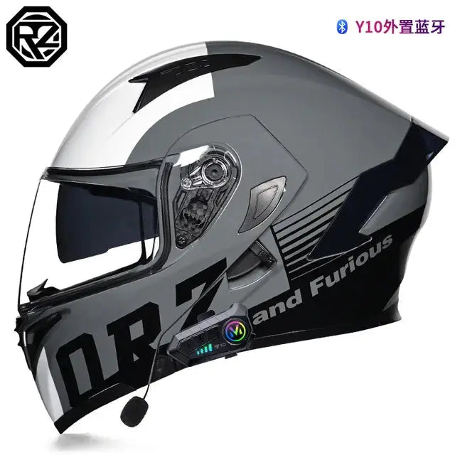 Orz Bluetooth Full Face Motorcycle Helmet Flip Up Double Lens -  Motorcycle Helmets SSC PREMIUM