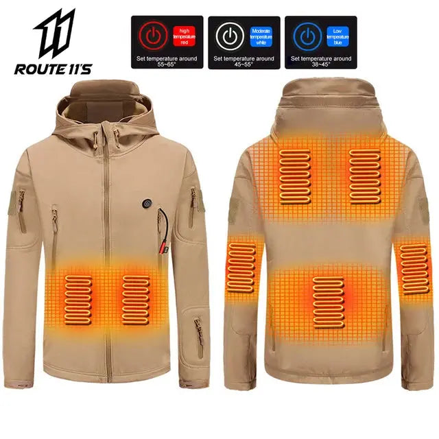 Heated Jacket Winter Motorcycle Hooded USB Electric Heating -  Heated Jackets SSC PREMIUM