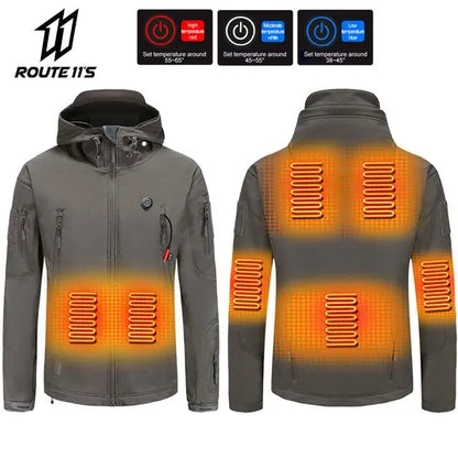 Heated Jacket Winter Motorcycle Hooded USB Electric Heating -  Heated Jackets SSC PREMIUM