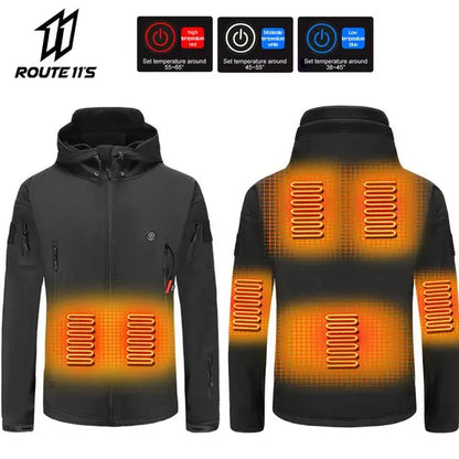 Heated Jacket Winter Motorcycle Hooded USB Electric Heating -  Heated Jackets SSC PREMIUM